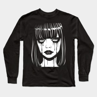 Emo Girl - Monochrome Melancholy Long Sleeve T-Shirt